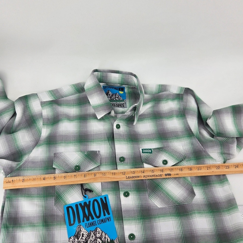 Dixxon Slopes Green Flannel Button Long Sleeve Limited Shirt Mens Large NWT - Picture 13 of 14